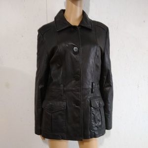 Black leather lined jacket by Nine West size MED